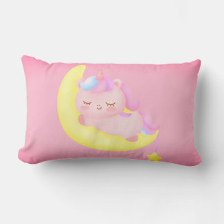 Bébé Unicorne Dormir Sur La Lune Lumbar Coussin