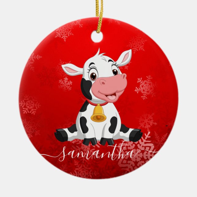 bébé Vache rouge ornement de Noël (Devant)