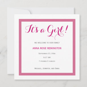 Bébée Faire-part de naissance Style classique rose