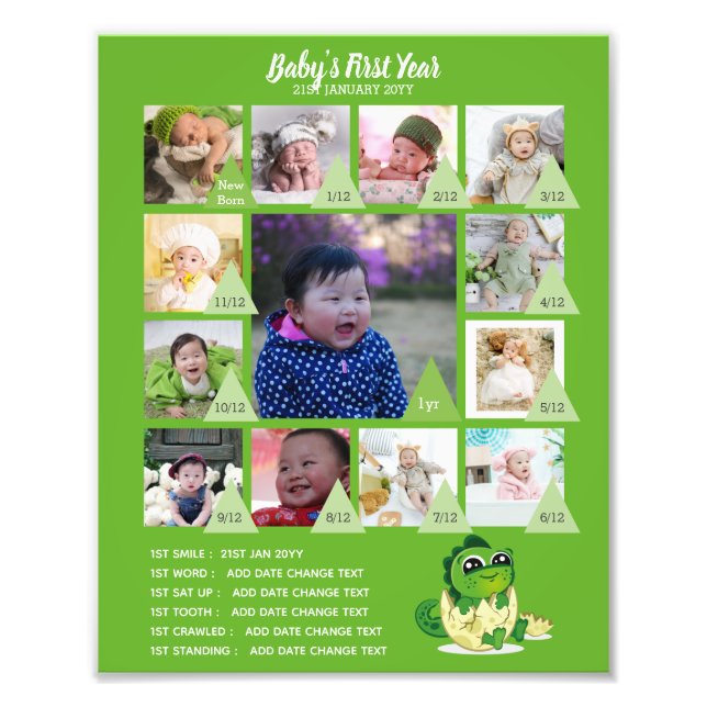 BÉBÉS 1ère année PHOTO COLLAGE 8x12 $5 ou moins! (Devant)