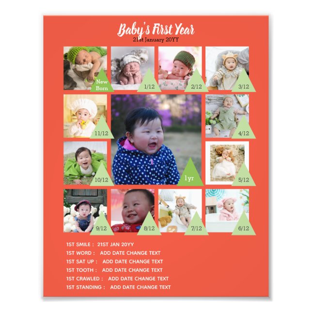 BÉBÉS 1ère année PHOTO COLLAGE 8x12 $5 ou moins! (Devant)