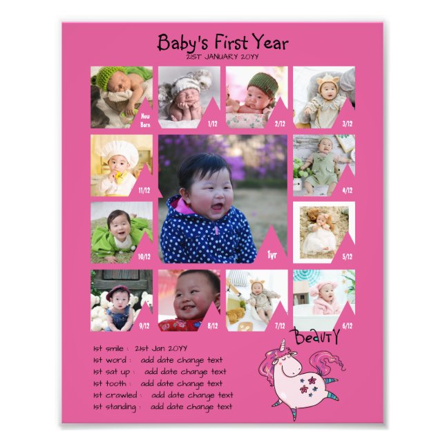 BÉBÉS 1ère année PHOTO COLLAGE 8x12 $5 ou moins! (Devant)