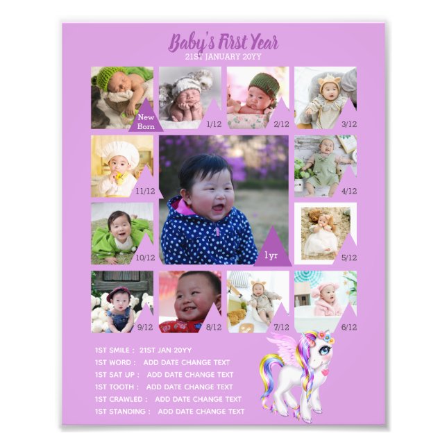 BÉBÉS 1ère année PHOTO COLLAGE 8x12 $5 ou moins! (Devant)