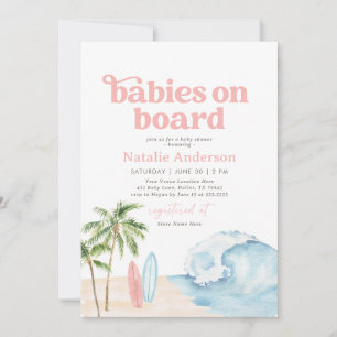 Bébés à bord Surf Twin Baby shower Invitation