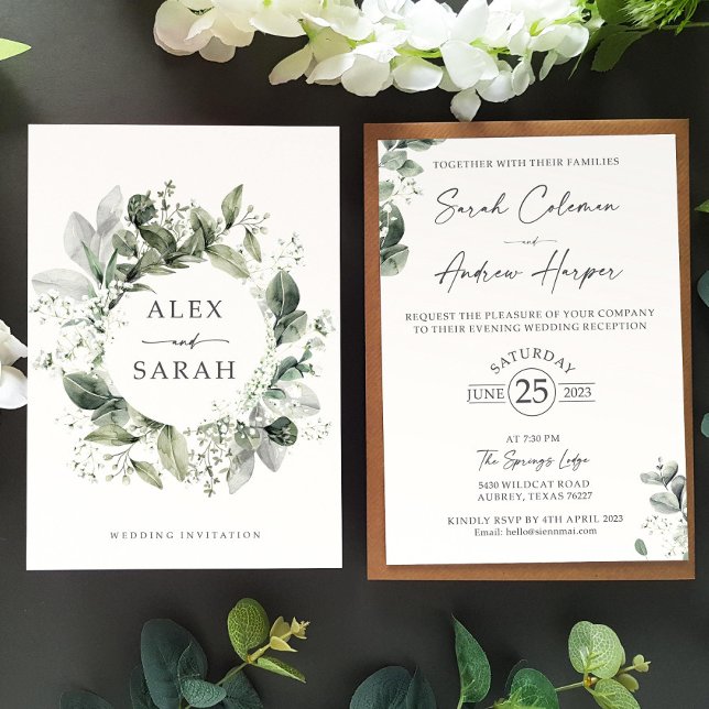 Bébé's Breath Wedding Invitations Gypsophila Sage (Créateur téléchargé)