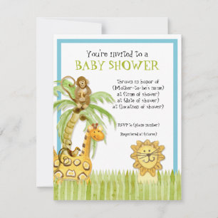 Bébés de la jungle, Baby shower garçon Invitation