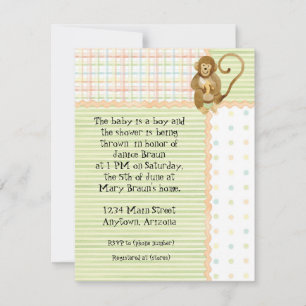 Bébés de la jungle, Baby shower garçon Invitation 