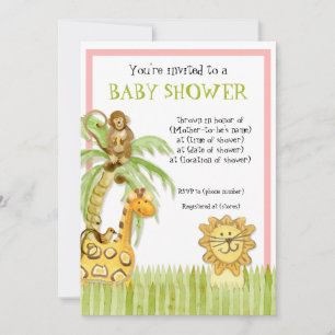 Bébés de la jungle, Baby shower garçon Invitation 