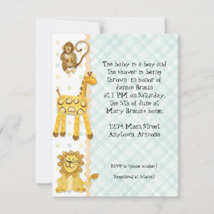Bébés de la jungle, Baby shower garçon Invitation 