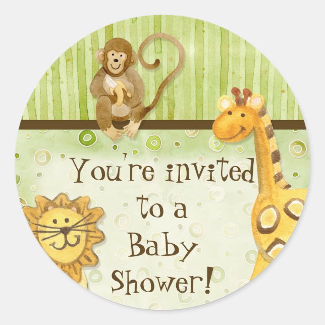 Bébés de la Jungle, Stickers Baby shower garçon -  (Devant)