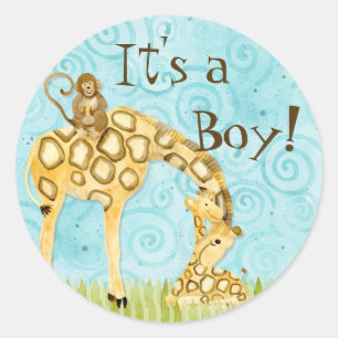 Bébés de la Jungle, Stickers bébé garçon - Bleu