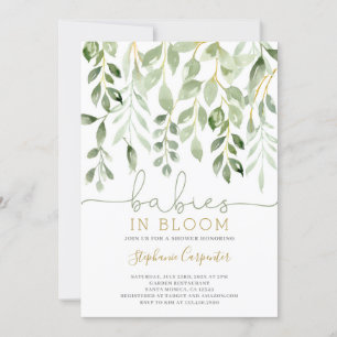 Bébés en Fleur vert invitation jumeaux
