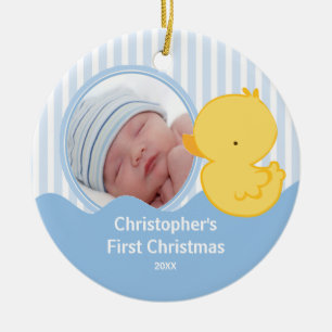 Bébés premier Noël Photo Ornement Canard Garçon