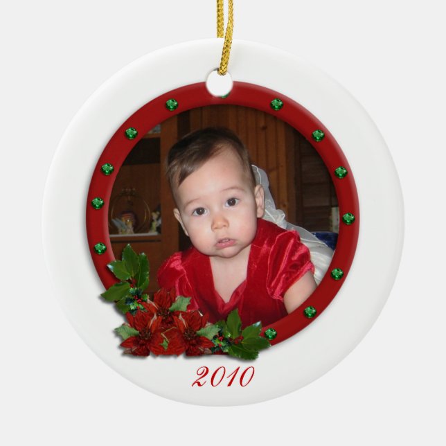 Bébés Premier ornement de Noël fleurs traditionnel (Devant)