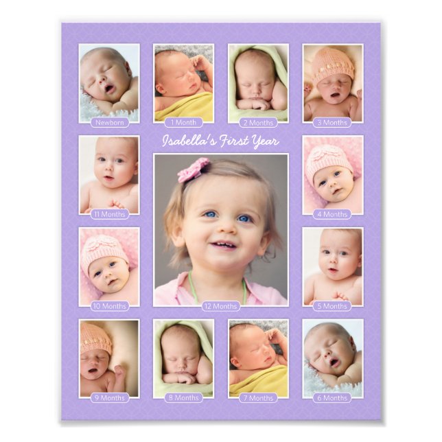 Bébés Première année Purple Keepsaké photo Collage (Devant)