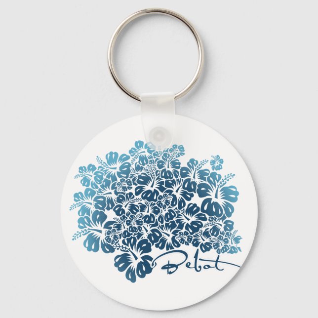 Bebot - Hibiscus - Blue Keychain (Front)