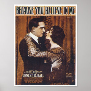 Becase You Believe in Me Vintage Songbook Cover Poster