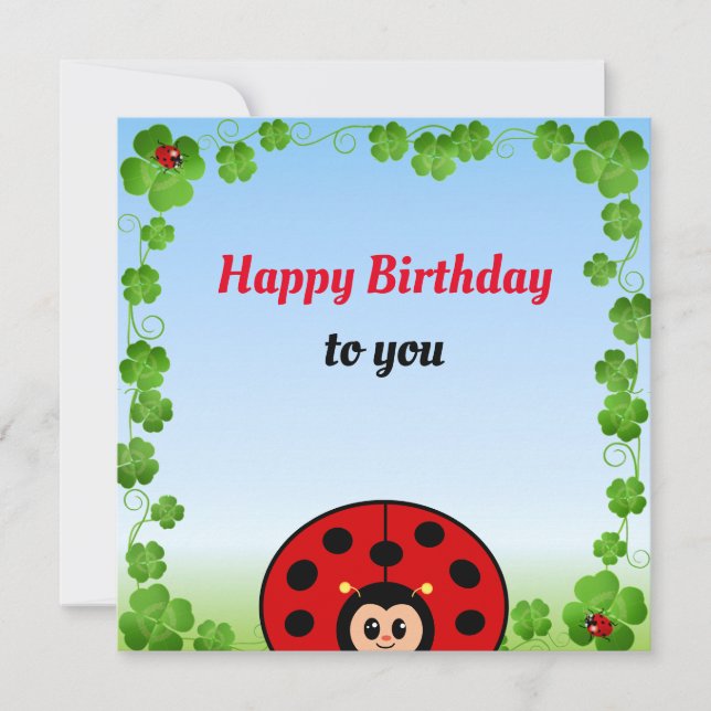 Bécasse Ladybug sur la carte plat d'anniversaire b (Devant)