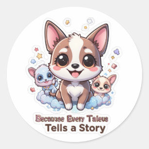 Because Every Taleus Tells a Story Cute Puppy Classic Round Sticker