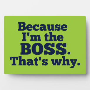 Because I'm the boss, that's why. Plaque