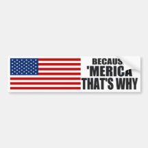 BECAUSE 'MERICA THAT'S WHY Bumper Sticker