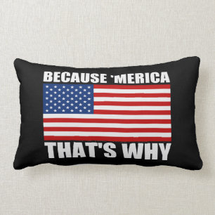 BECAUSE 'MERICA THAT'S WHY US Flag Couch Pillow