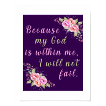 "Because My God Is Within Me" Purple Wall Poster