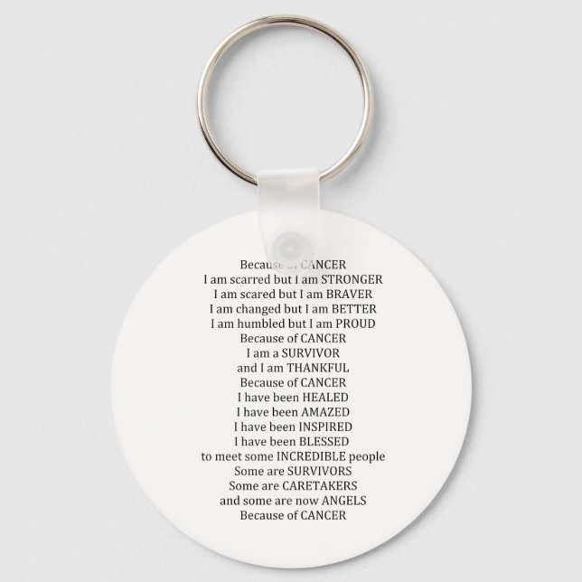 Because of Cancer Keychain (Front)