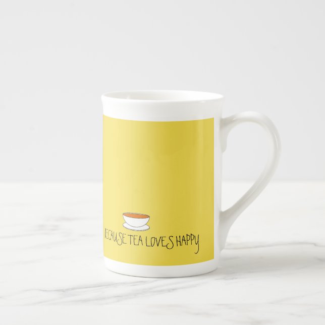 Because tea loves happy slogan, Japanese-style cup (Right)