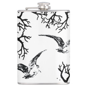 Beccaccia in volo tra i rami hip flask