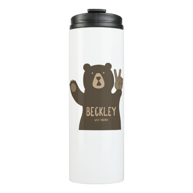 Beckley West Virginia Peace Bear Thermal Tumbler (Front)