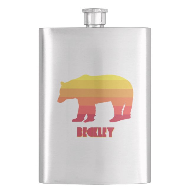 Beckley West Virginia Rainbow Bear Hip Flask (Front)