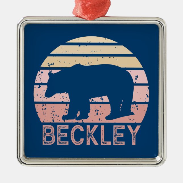 Beckley West Virginia Retro Bear Metal Ornament (Front)