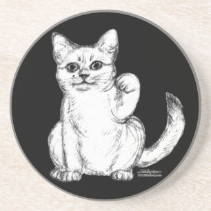 Beckoning Kitty Cat Maneki Neko Coaster