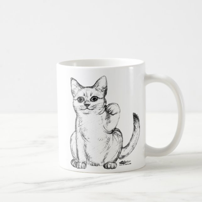 Beckoning Kitty Cat Maneki Neko Coffee Mug (Right)