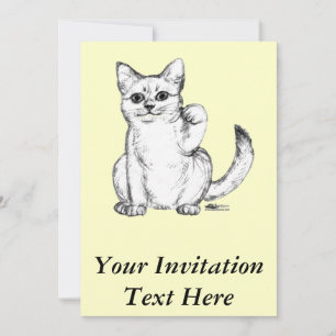 Beckoning Kitty Cat Maneki Neko Invitation