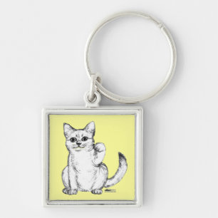 Beckoning Kitty Cat Maneki Neko Keychain