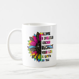 Become A Dyslexia Teacher Sunflower Colourful Leop Coffee Mug