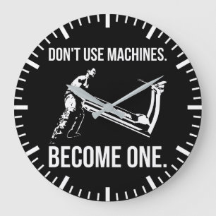 Become A Machine - Cartoon, Strongman, Treadmill Large Clock