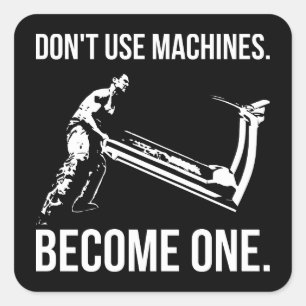 Become A Machine - Cartoon, Strongman, Treadmill Square Sticker