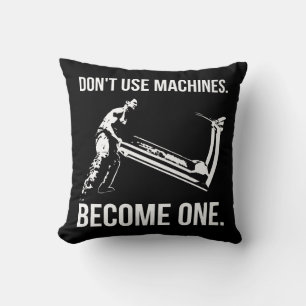 Become A Machine - Cartoon, Strongman, Treadmill Throw Pillow