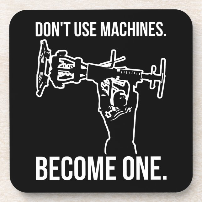 Become A Machine - Funny Cartoon Strongman Lifting Coaster (Front)