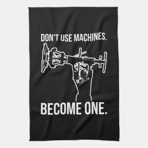 Become A Machine - Funny Cartoon Strongman Lifting Kitchen Towel
