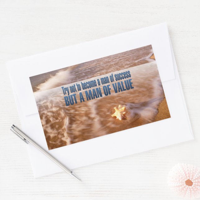 "Become a man of value" Inspirational Quote Sticker (Envelope)