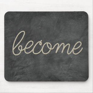 BECOME Rope Text on Black Leather Mouse Pad