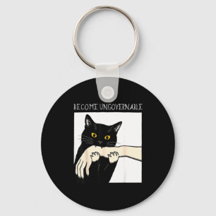 Become Ungovernable - Black Cat Biting Hand Funny  Keychain