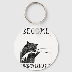 Become Ungovernable - Black Cat Biting Hand Funny  Keychain