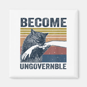 Become Ungovernable - Black Cat Biting Hand Funny  Magnet