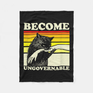 Become Ungovernable Black Cat Biting Hand Funny Me Fleece Blanket