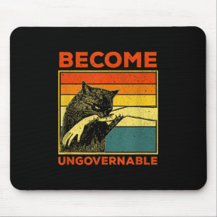 Become Ungovernable - Black Cat Biting Hand Funny  Mouse Pad